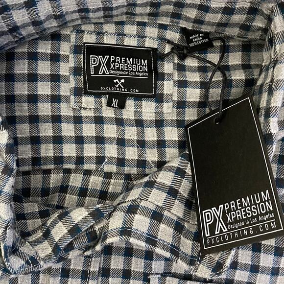 Premium Xpression Clothing Co. Plaid Long Sleeve Button Up Men's XL New w/ Tags - Picture 3 of 8